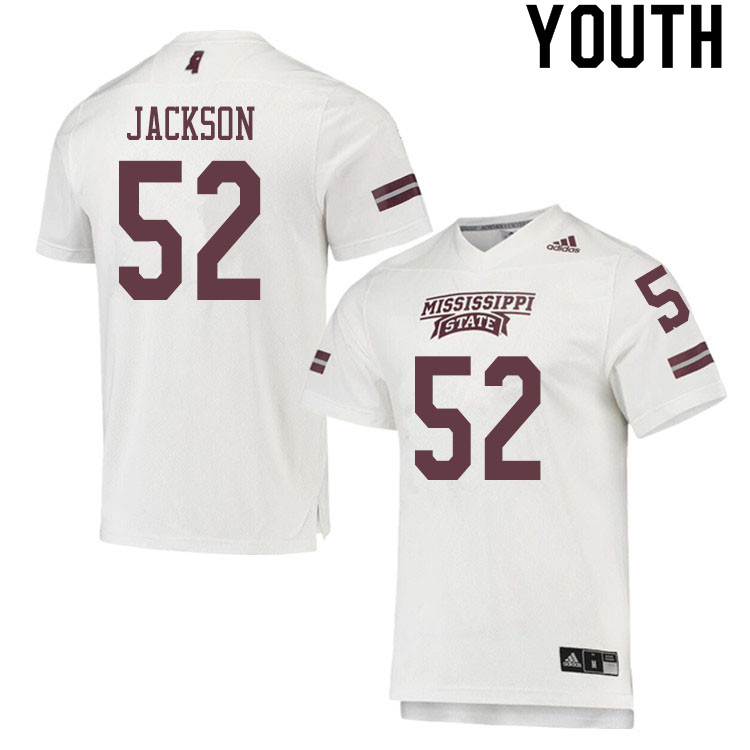 Youth #52 Grant Jackson Mississippi State Bulldogs College Football Jerseys Sale-White